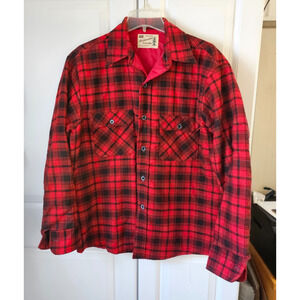 Vintage Sears Fieldmaster Flannel Shirt Quilt Lined XL Red Perma Prest Insulated